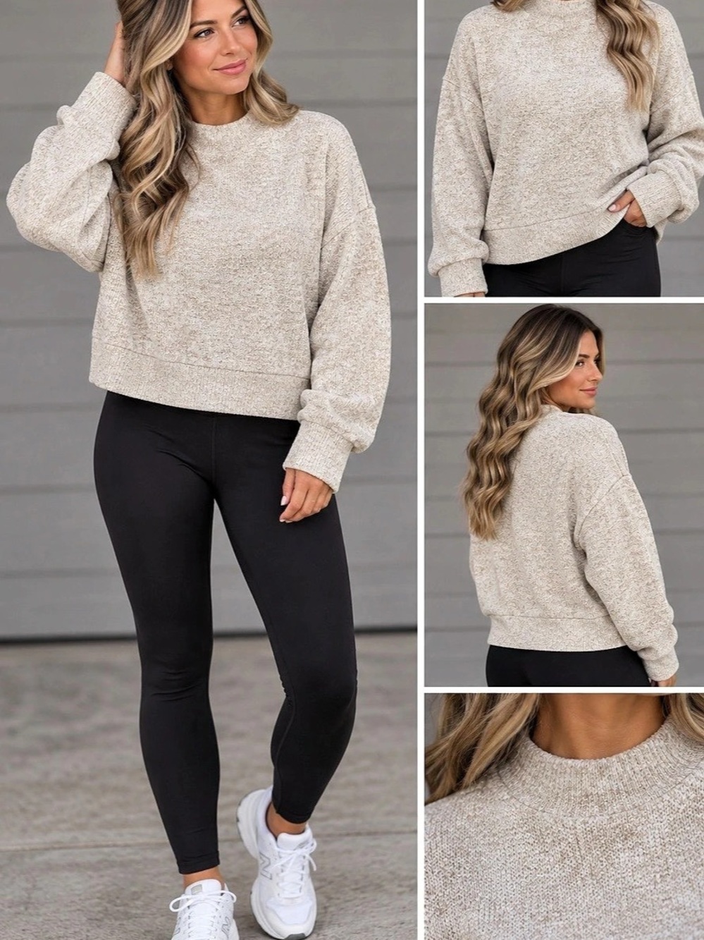 Aerie Crew Neck Sweater in Cream XL New